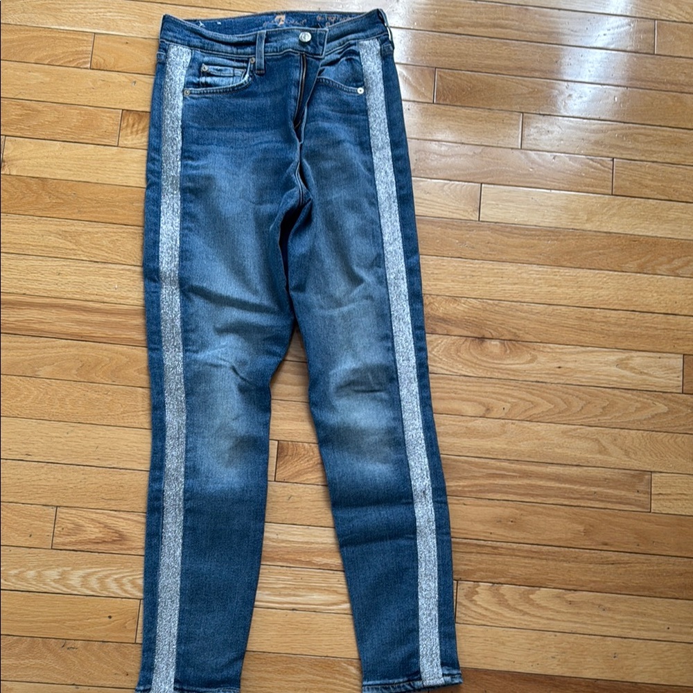 Blue Jeans with Gray Side Stripes